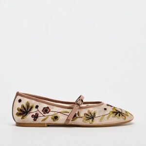 Zara FLORAL EMBROIDERY MESH BALLET FLATS
